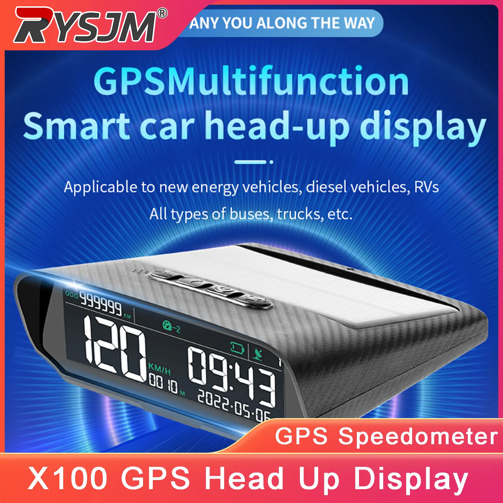 

Solar Power Car GPS Speedometer Head up Display Digital Overspeed Alarm Car Total Mileage Driven Monitor System Altitude Meter