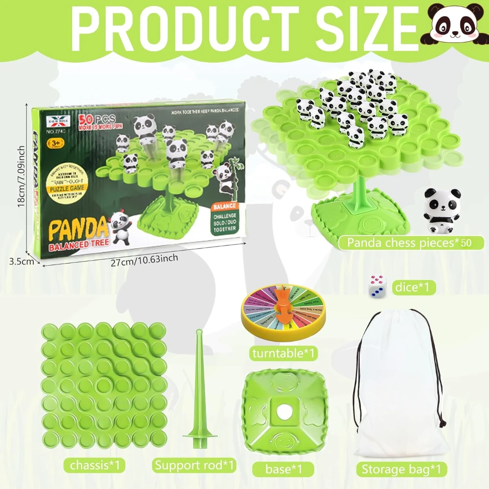 Kids Panda Balance Games, Stacking Games Toy Panda Swing Stack Balance Game, Parent-Child Interactive Tabletop Montessori Toys