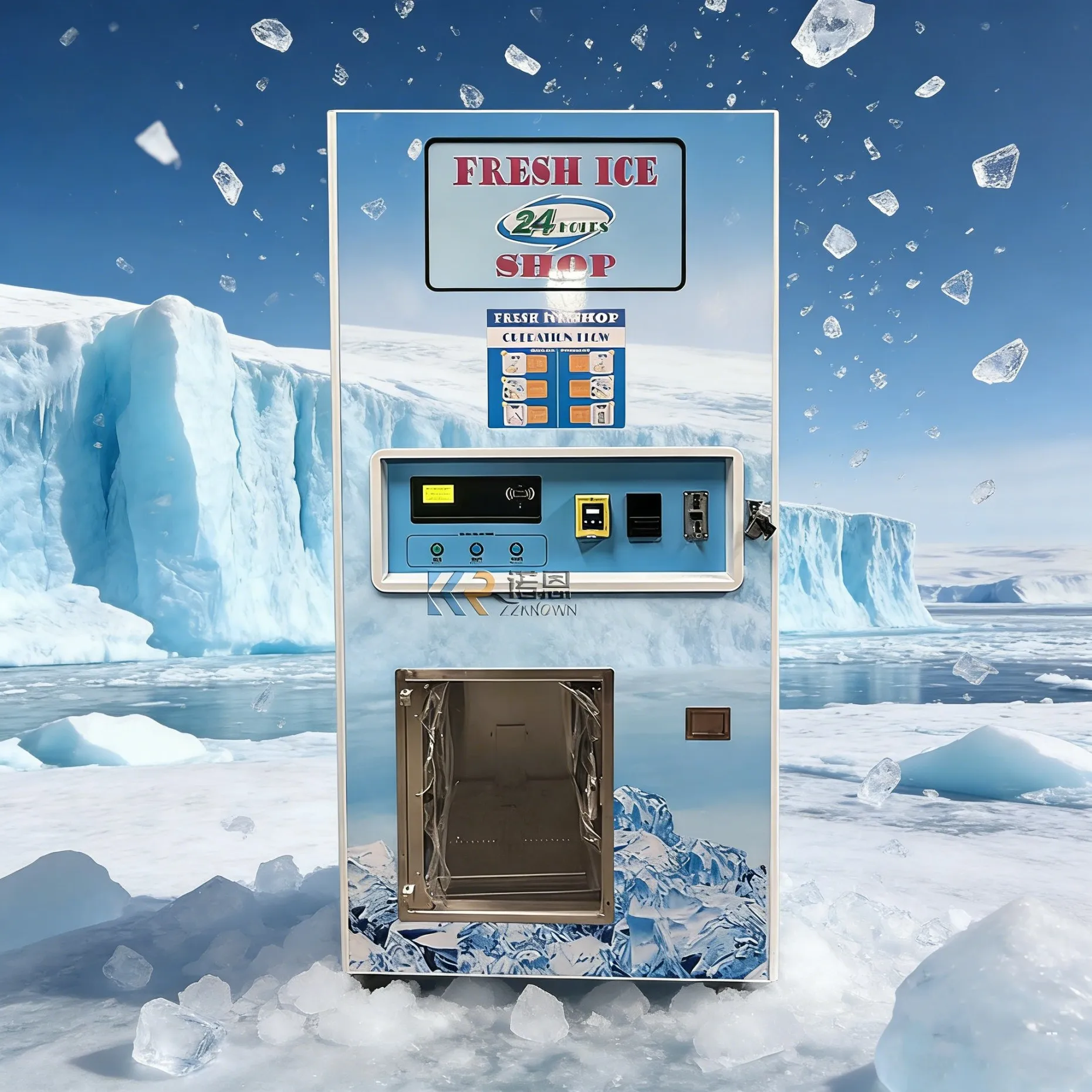 Customized Outdoor Automatic Ice Cube Vending Machine Auto Bagging Commercial Street Plaza High Efficiency Ice Seller