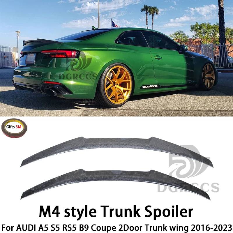 

For AUDI A5 S5 RS5 B9 Coupe 2Door M4 Style Carbon fiber Rear Spoiler Trunk wing 2016-2023 Forged carbon Honeycomb