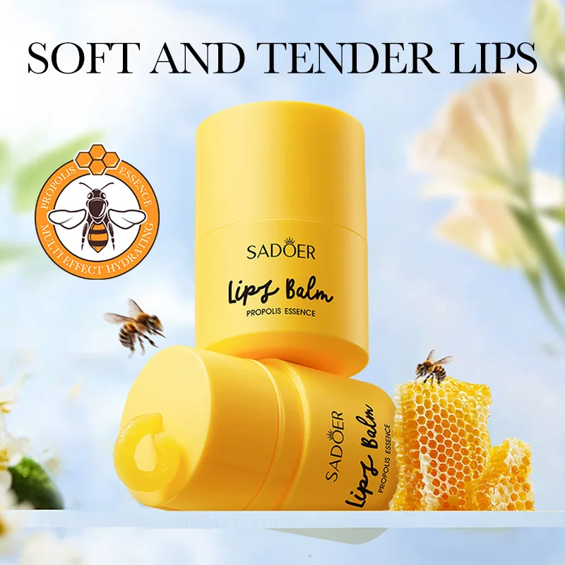 SADOER Honey Propolis Lipstick Plump Lips Moisturizing Nourishing Anti Wrinkle  Lip Balm Lip Plumper Cream Lips Skin Care