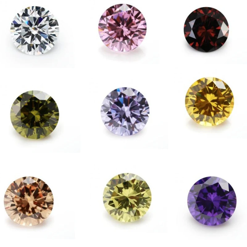 10-50pcs Round Brilliant 3.25-12mm Colors Cubic Zirconia Pointed Back White Garnet Pink Yellow CZ Stones Loose For Jewelry