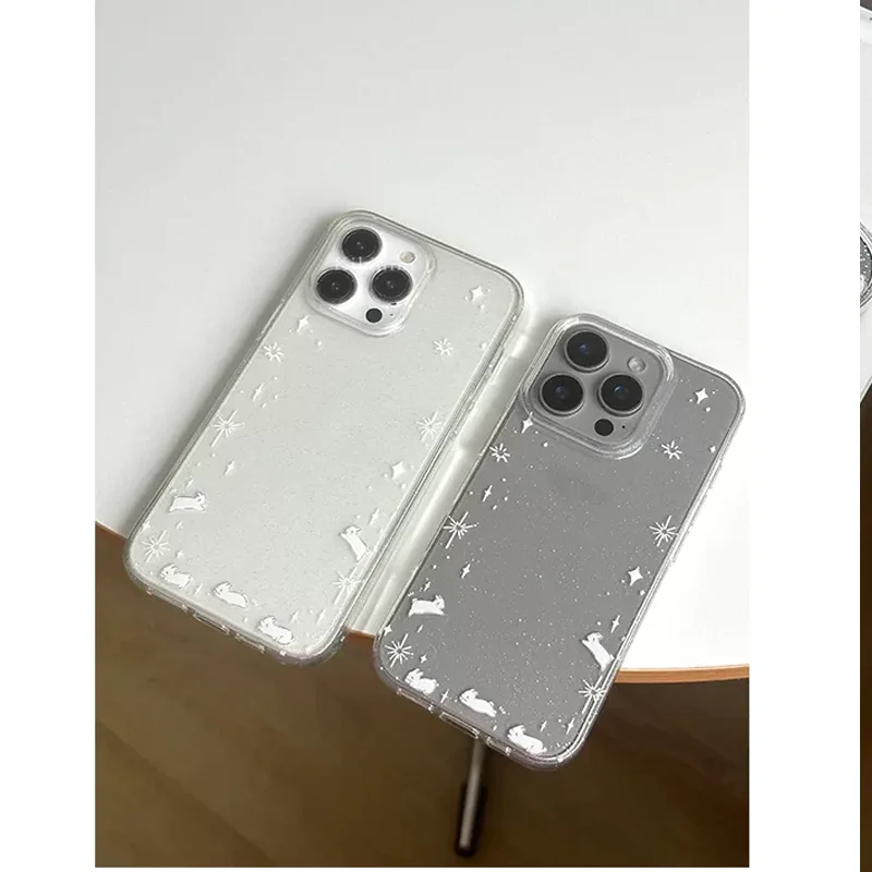 Creative Star Little Rabbit Galaxy Creative Phone Case For iPhone 17 AIR 16 15 14 13 12 11 PRO MAX 7 8 PLUS MINI Cover