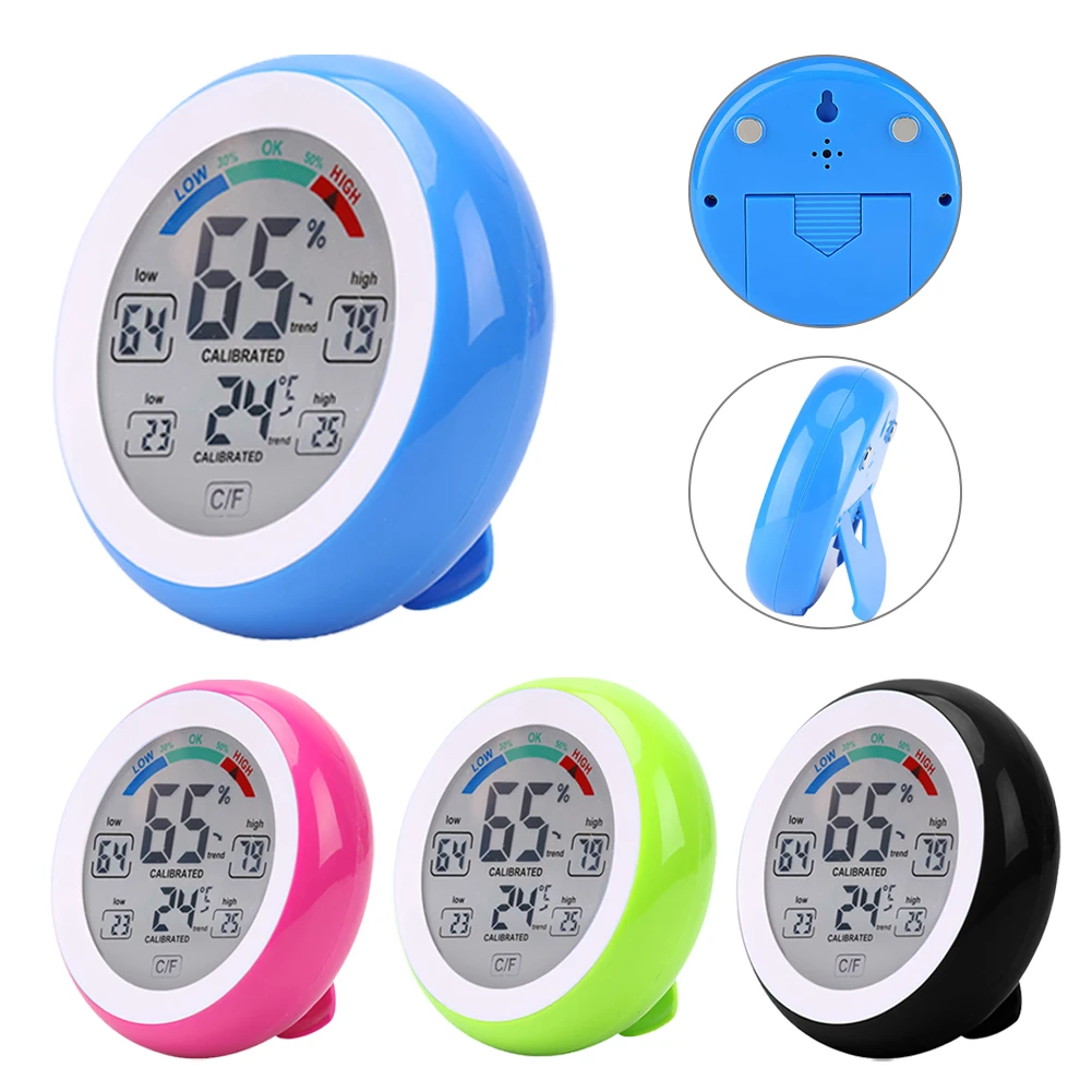 

Round Mini Digital Thermometer Touch Thermo-Hygrometer Fridge Thermometer Indoor Car Auto Humidity Temperature Tester Detector