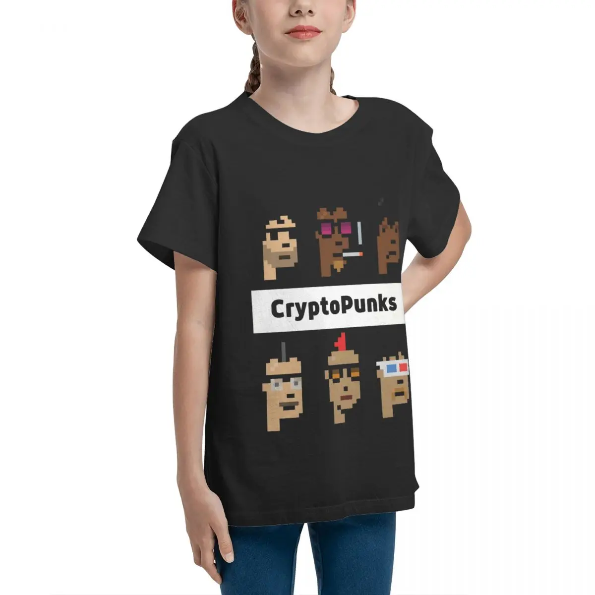 Teeanger CryptoPunks Active For Sale Basic Short Sleeve T-Shirt Funny Novelty Fresh Tees Creative High quality