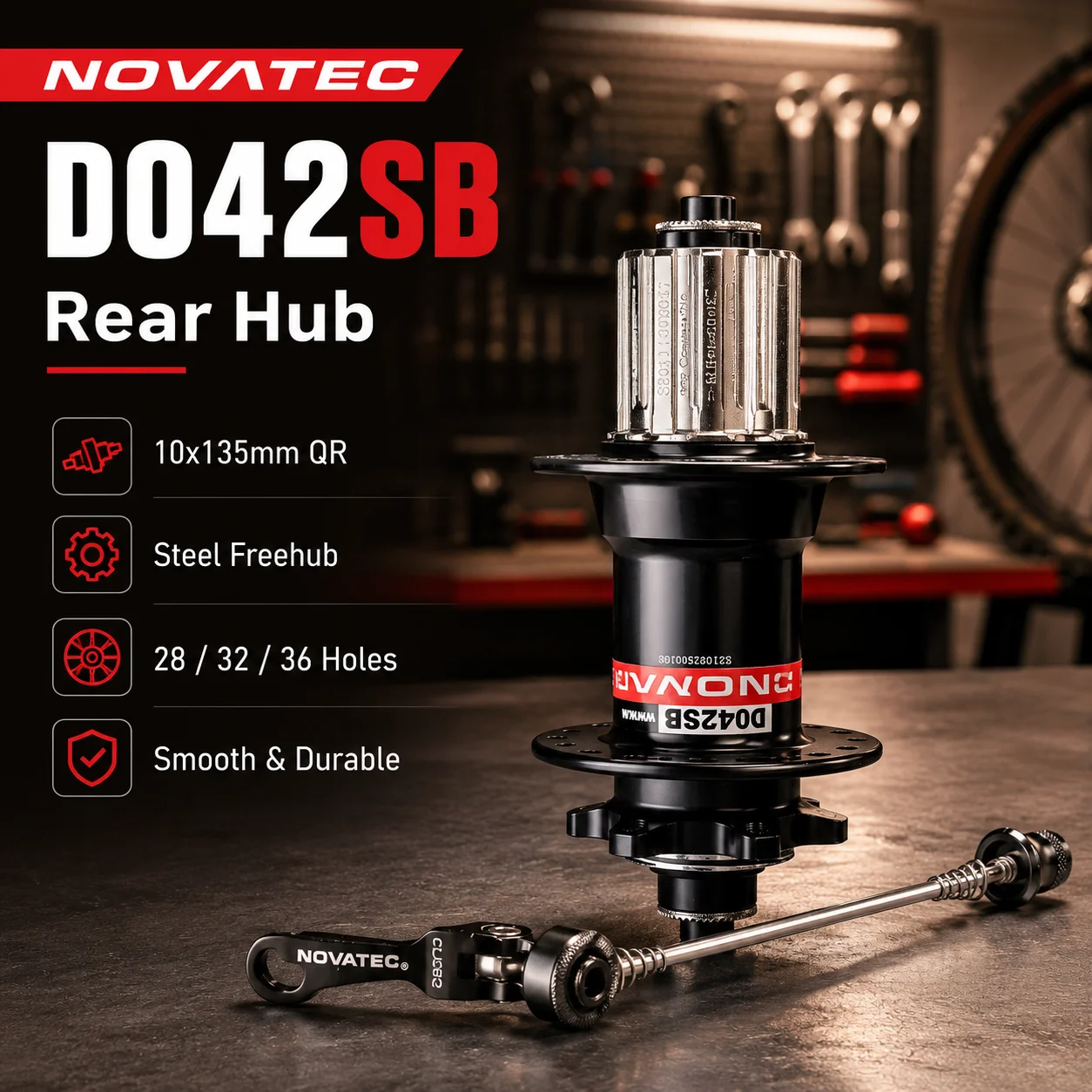 Novatec Bicycle Hubs D041SB D042SB Rear MTB Bike hubs 28 32 36 Holes For HG 8 9 10 11 Speed SX NX 12 Speed CR-MO Steel Freehub