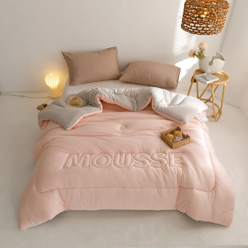 2023 Probioti Mousse Comforter New Winter/Autumn Duvet Thicken Edredón Bed Linen Soft Quilt With Filling AB Side Washed Cotton