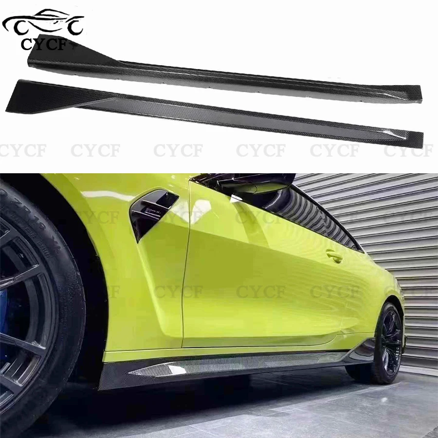 For BMW M3 M4 G80 G82 G83 2021+ Carbon Fiber Side Skirts Side bumper Splitters Side skirt Cupwings Winglets Canards Apron