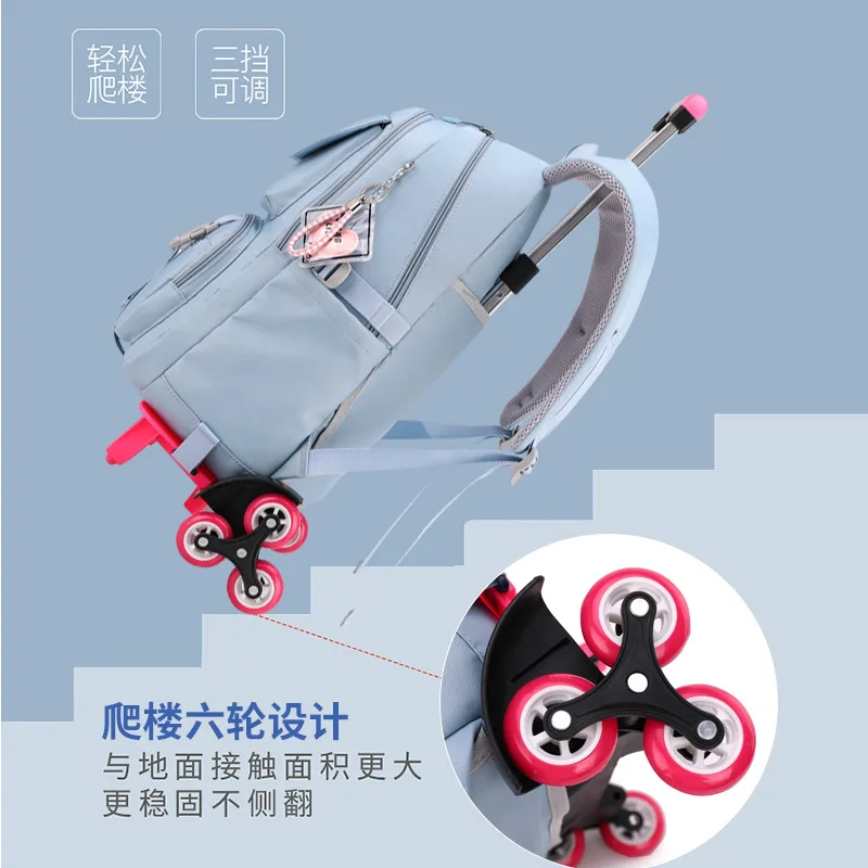 Trolley Girls backpack Children School Bags Mochilas Kids Backpacks With Wheel Trolley Luggage  Backbag kids Schoolbag