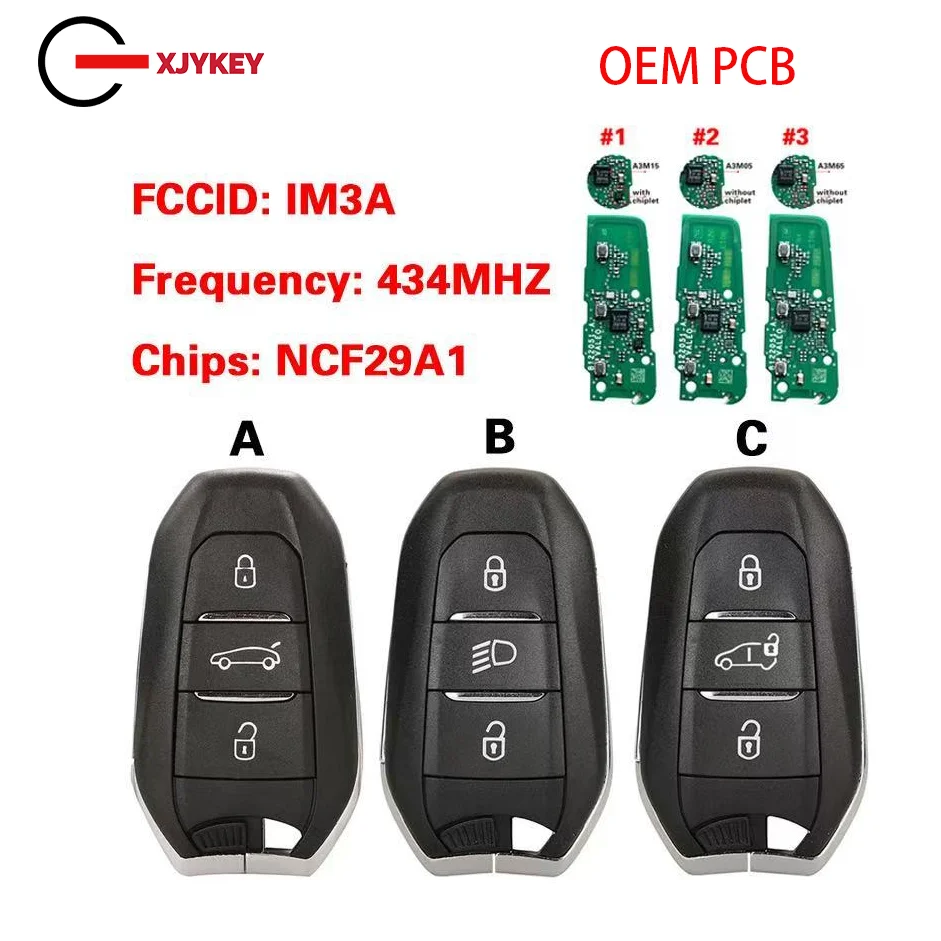

XJY CN009047 Original PCB Remote FCCID IM3A For 2020 Peugeot 5008 508 Smart Key IM3A AES NCF29A1 Chip 434MHz Keyless Go
