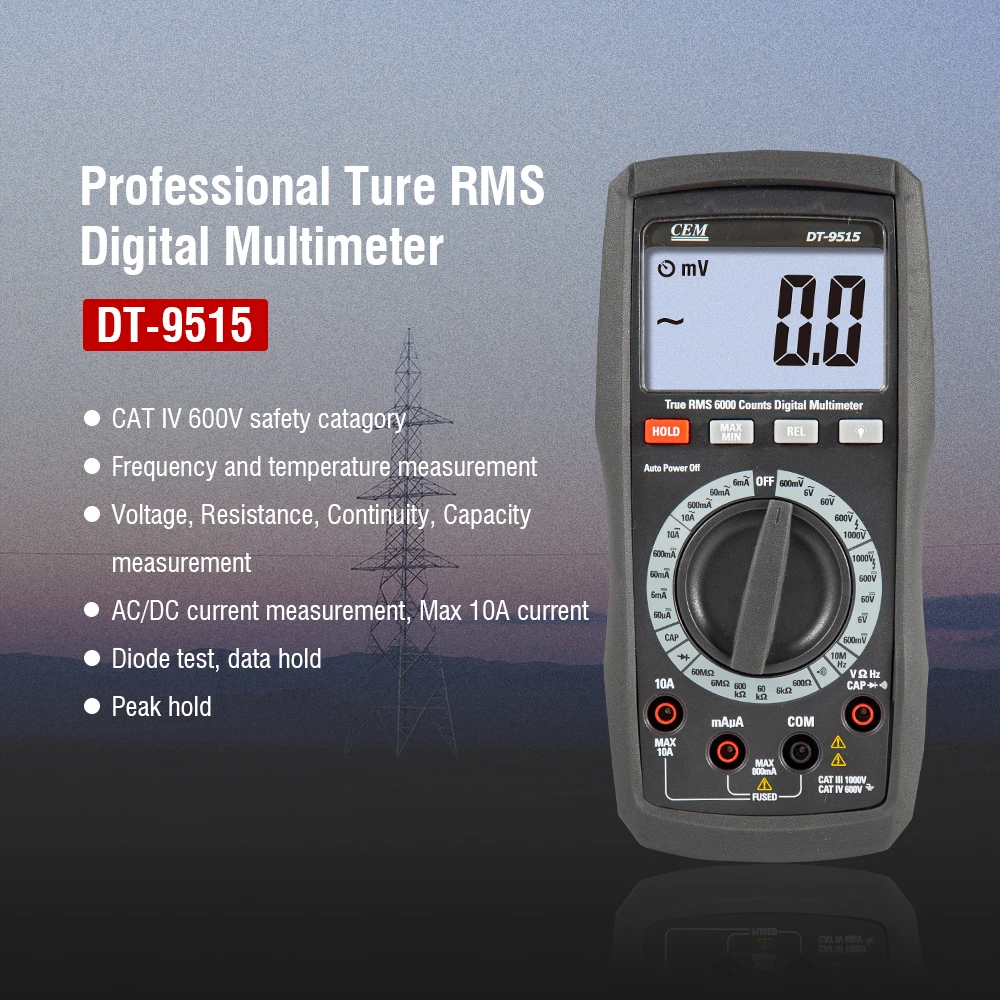 DT-9515 New Design Manual Professional Digital Electronic Multimeter Tester with True RMS Function for Sale