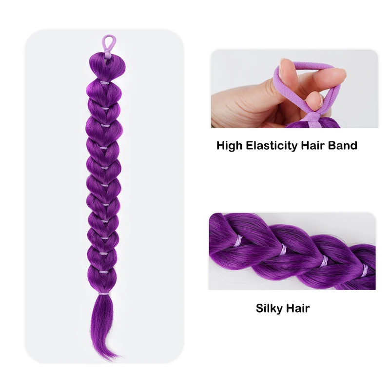 26Inch Long Purple Braiding Hair Extensions Pre stretched Synthetic Crochet Braids for Girls Stage Party