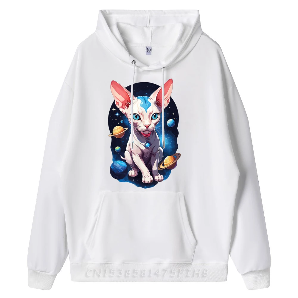 Cosmic Cat Sphynx Cat Space Galaxy Hairless Sphynx Cat Graphic Tee Polyester Fiber Casual Everyday Anime Christmas