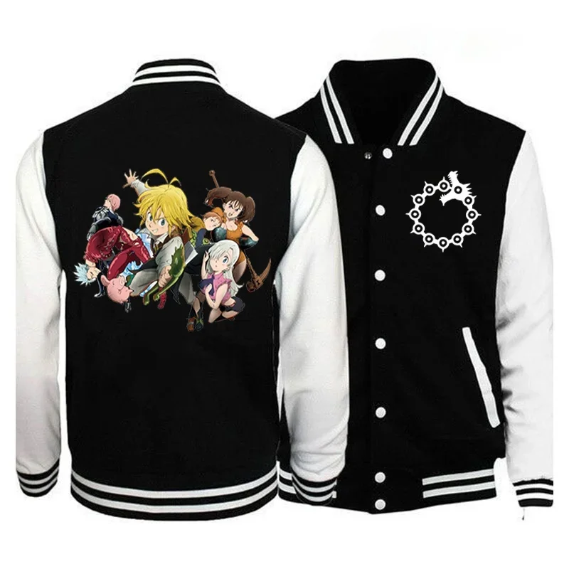 2024 Hot Japan Anime The Seven Deadly Sins Baseball Jacket Unisex Fashion Casual Cotton Long Sleeve Baseball Jersey Coats