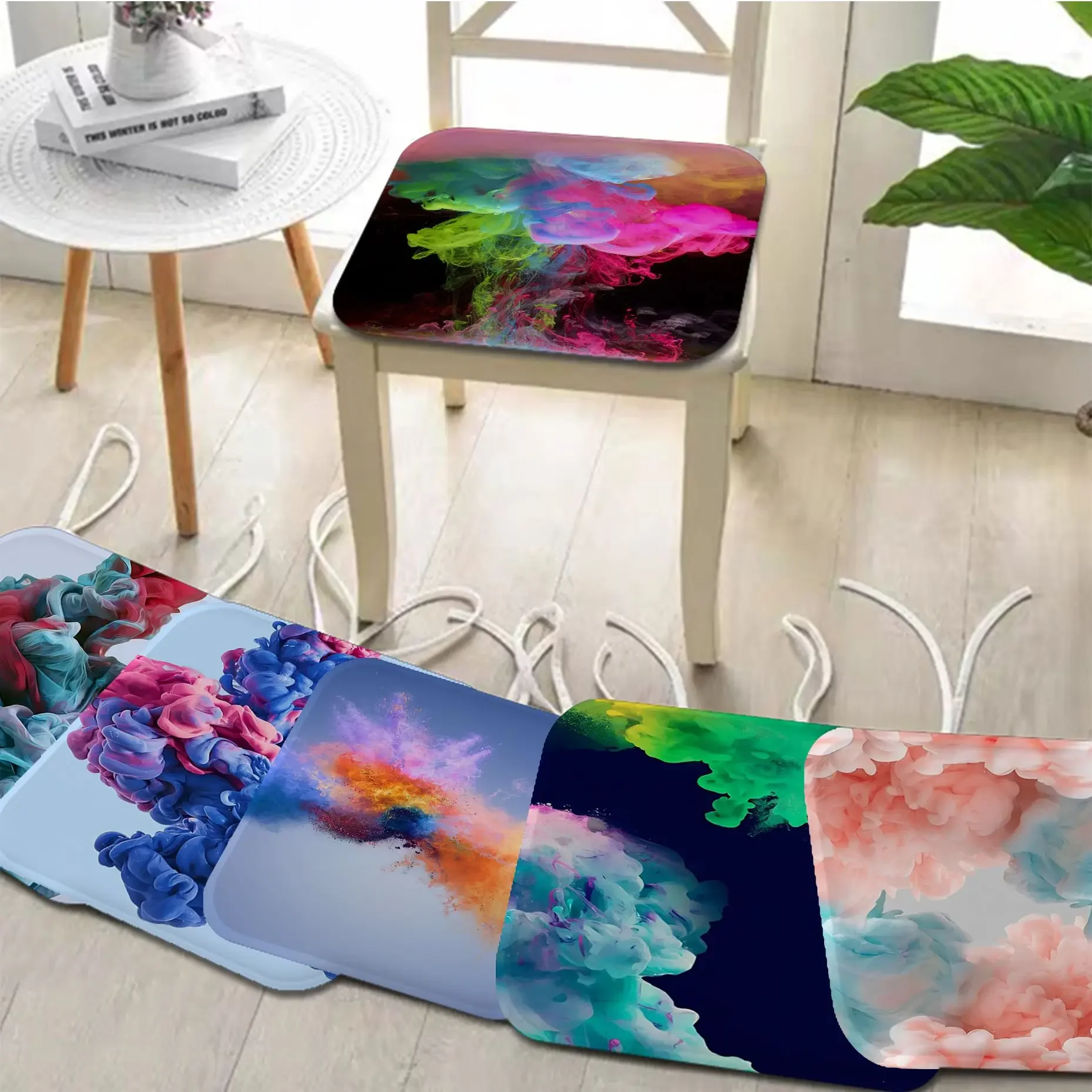 

Color Explosive Smoke Simplicity Multi-Color Dining Chair Cushion Circular Decoration Seat For Office Desk Chair Mat Pad