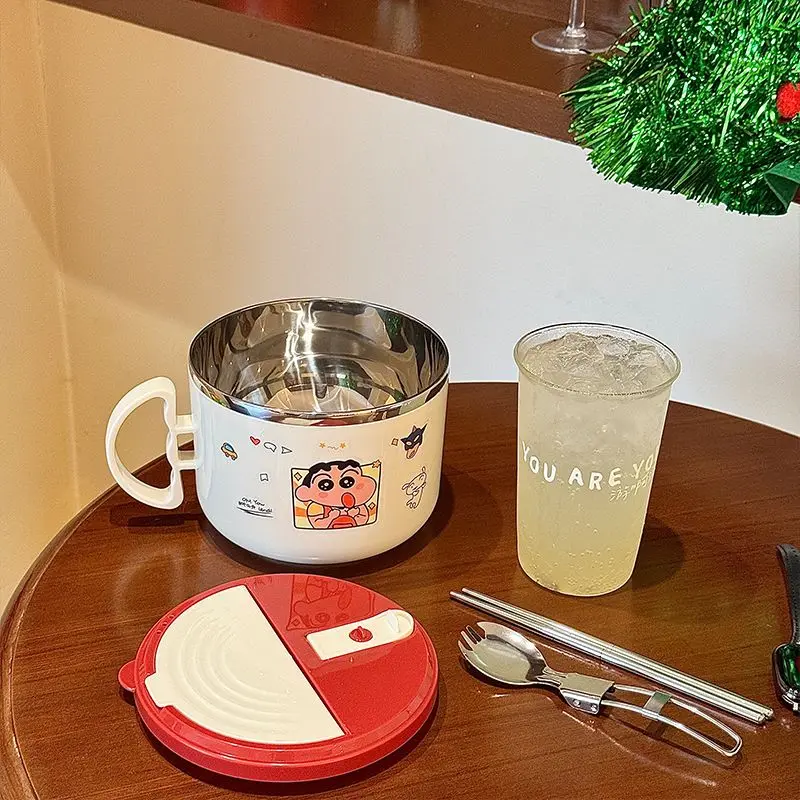 Crayon Shin-chan Cartoon Instant Noodle Bowl Kawaii Student Home Portable Soup Bowl Tableware Animation Peripheral Wholesale view 4