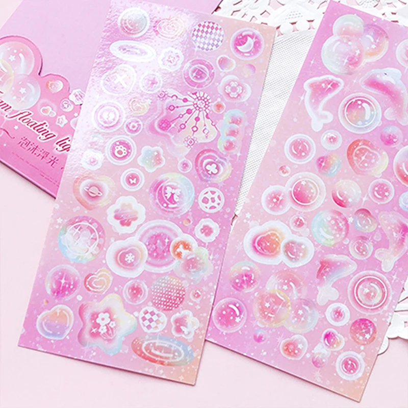 2 قطعة PET فقاعة دولفين ديكو ملصق DIY بها بنفسك مجلة مخطط نجوم ملصقات مصورة سكرابوكينغ القرطاسية قلوب ملصقات #5
