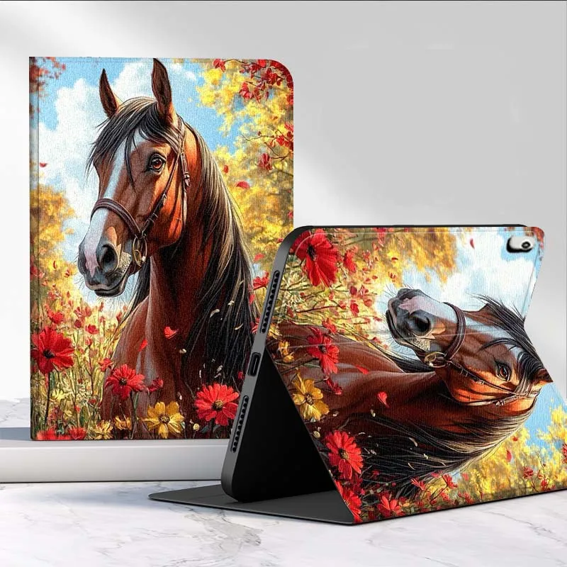 Facial Horse Pattern For Xiaomi Poco Redmi Pad 2 4 5 6 6S 7 7S SE Pro Ultra Max 14 11 8.8 11.2 12.5 Inch Tablet Case