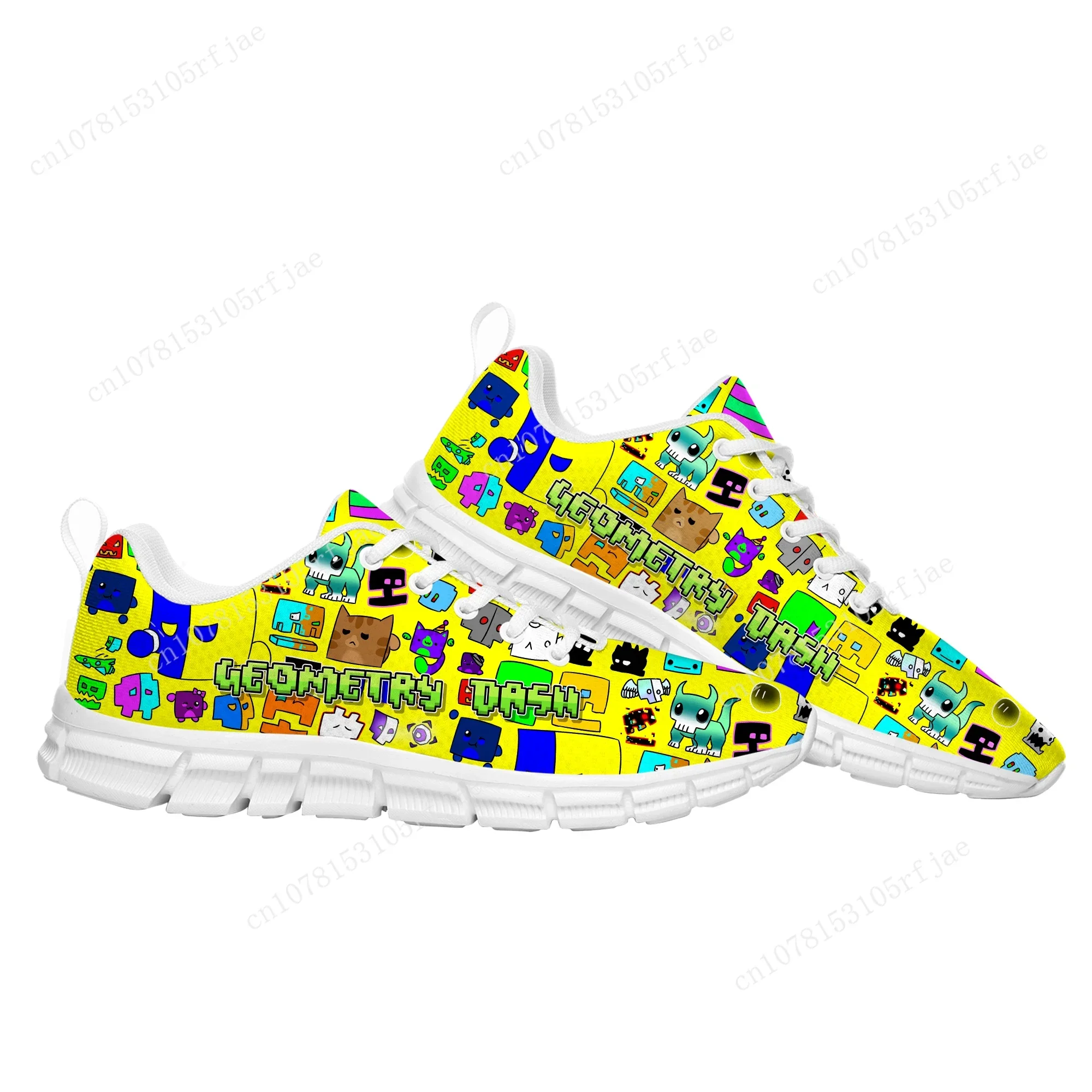 Geometry Dash Sports Custom Shoes High Quality Cartoon Game Mens Womens Teenager Fashion Sneaker Tailor Made Couple Built Shoes