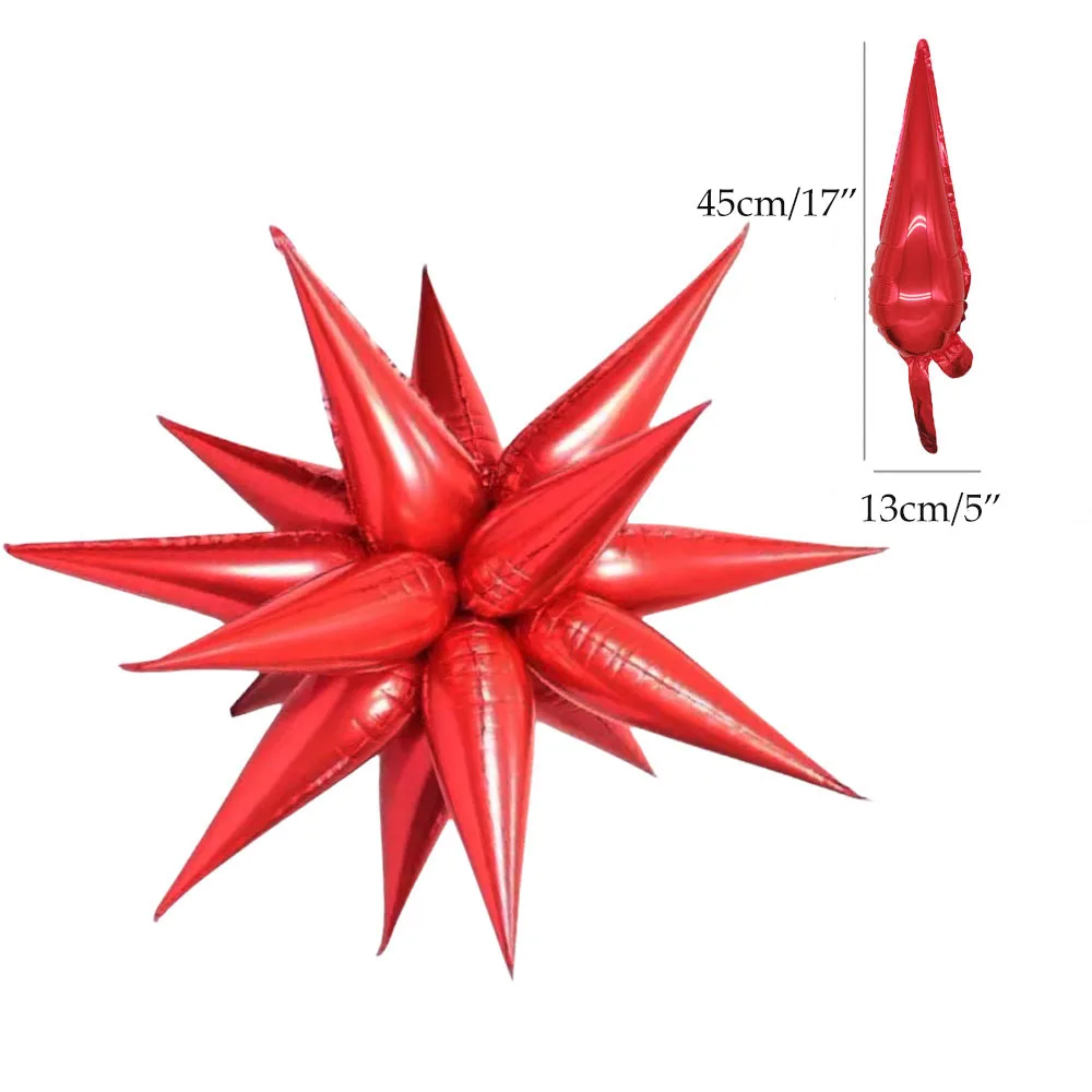6/12 Stück Schwarz Silber Bunte Wassertropfen Ballon Explosion Stern Folienballons für Geburtstag Hochzeit Weihnachten Party Dekoration – Detail 7