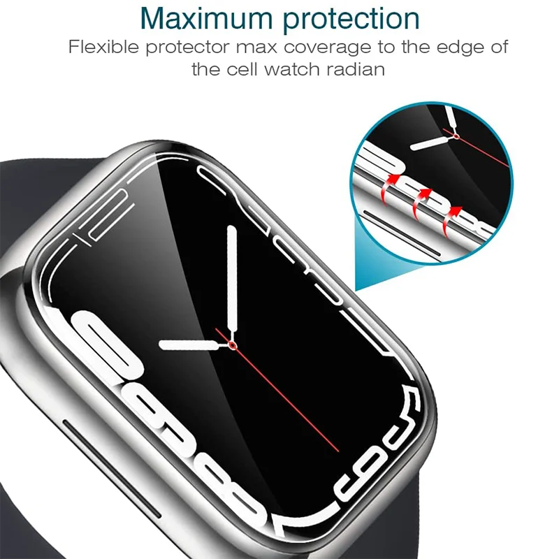 Película protectora de pantalla para Apple Watch 8, 7, 6, SE, 5, 4, 3, película protectora completa transparente para iWatch Series 38/40mm, 41mm, 42mm, 44mm, 45/49mm