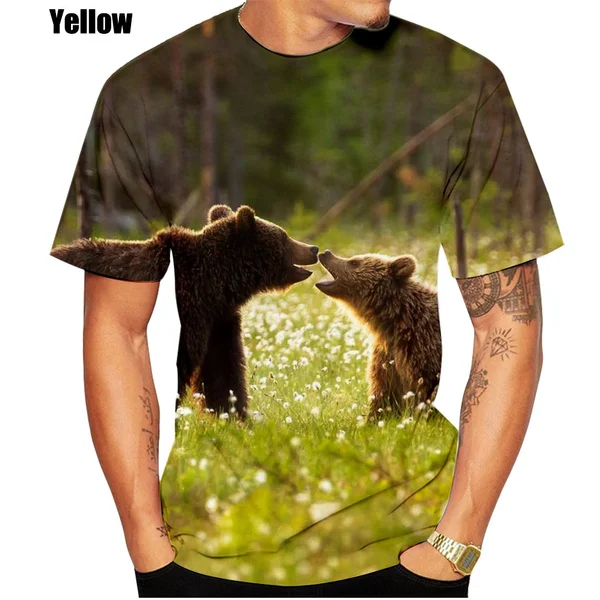 Ferocious Animal Black Bear 3D Printed T-shirts Men's and Women's Short Sleeve Tops