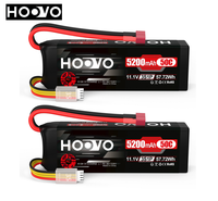 HOOVO 2Pcs 3S Lipo Battery 11.1V 5200mAh 50C RC Battery with T Plug for RC Quadcopter Airplane RC Helicopter RC Car Truck Boat