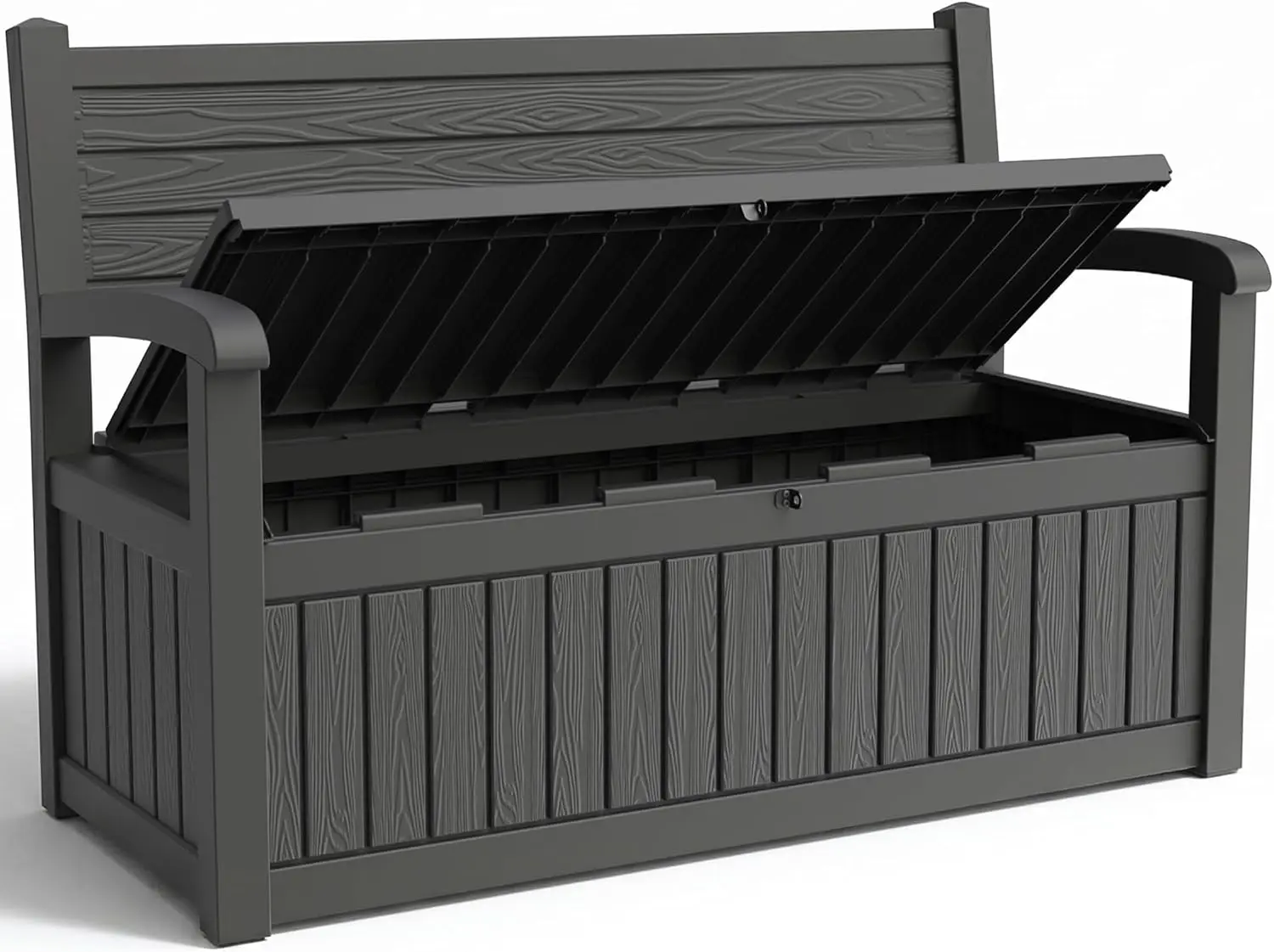 120 Gallon Outdoor Storage Bench with Lockable Lid, Premium Resin Construction for Patio Backyard Deck Garden Indoor Use