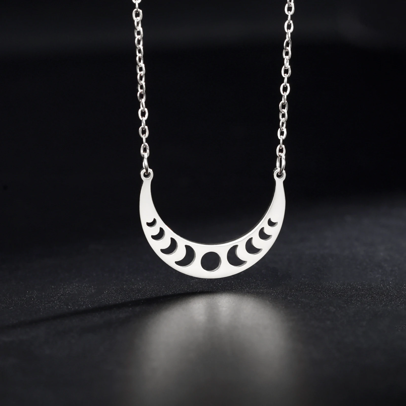 EUEAVAN 1pc Crescent Moon Phase Stainless Steel Pendant for Necklace DIY Charms Vintage Jewelry Making Supplies Accessories