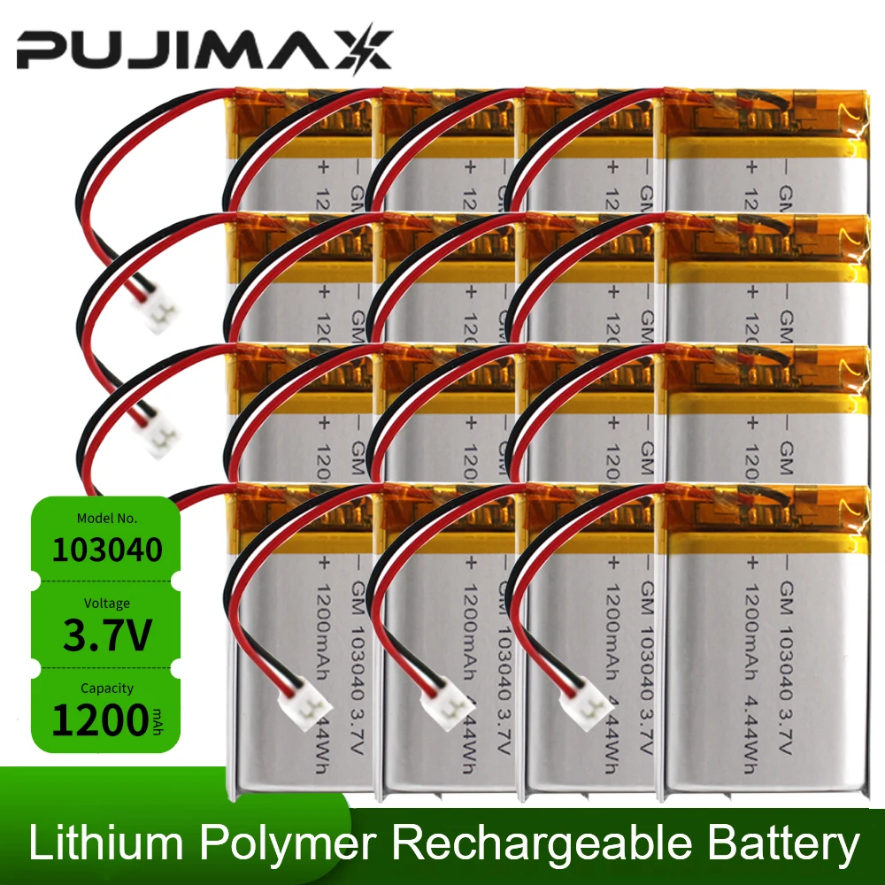 

103040 3.7V 1200mAh Polymer Lithium Rechargeable Battery for GPS Navigator MP3/4/5 Bluetooth Headset PS4 Batteries Diy Tools