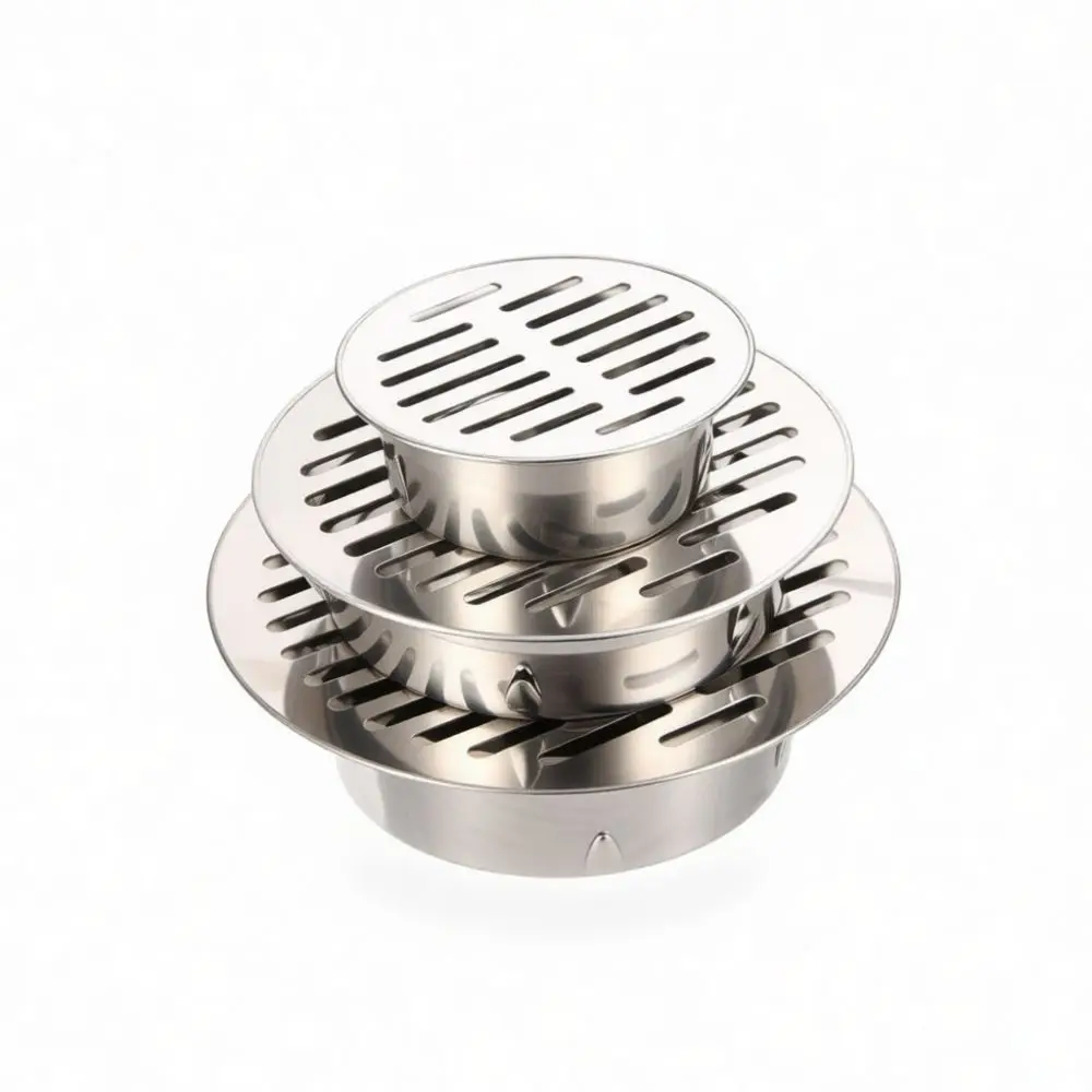 Durable 304 Stainless Steel Flat Floor Drain Outdoor Balcony Sewer Filter Anti Clogging Screen Grid Roof Terrace Outlet