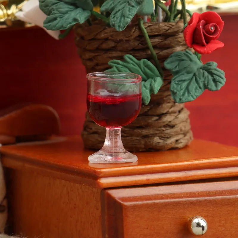 1:12 Dollhouse Wine Glass Set, Miniature Cocktail Drink Prop for Kitchen Bar Scene, Micro Food Play Accessories