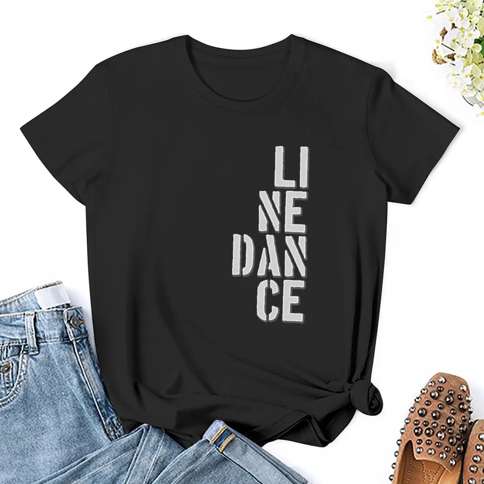 Line Dancing Line Dance T-Shirt female kawaii clothes vintage clothes Woman clothes