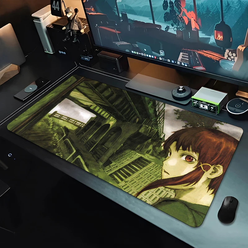 Alfombrilla de ratón de Anime para Gamer, accesorios de ordenador, alfombrilla de escritorio, 900x400, experimentos en serie, Lain Gaming, alfombrilla de ratón de oficina XXL, alfombra grande para Pc