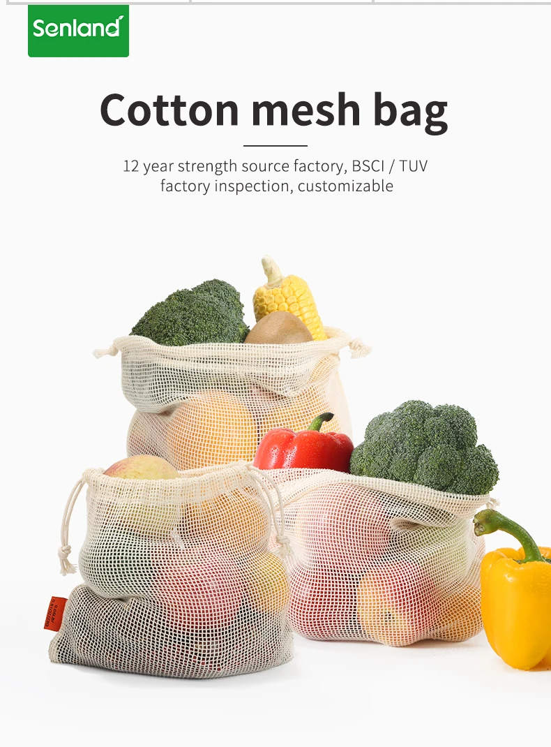 Reusable Cotton Mesh Produce Bags with Drawstring Organic Cotton Durable Washable with Grocery Shopping Bags Produce Mesh Bags Seb57cf94ad95487a9d9d27548c027baez