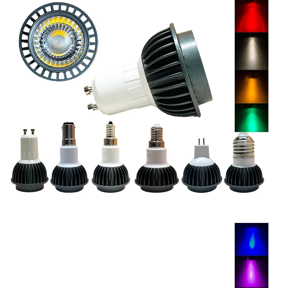 Dimmable 12V 24V GU10 MR16 GU5.3 E27 E14 LED Light Bulb 9W Spot Lamp Replaced Halogen 500lm DC Green Blue Yellow Warm White