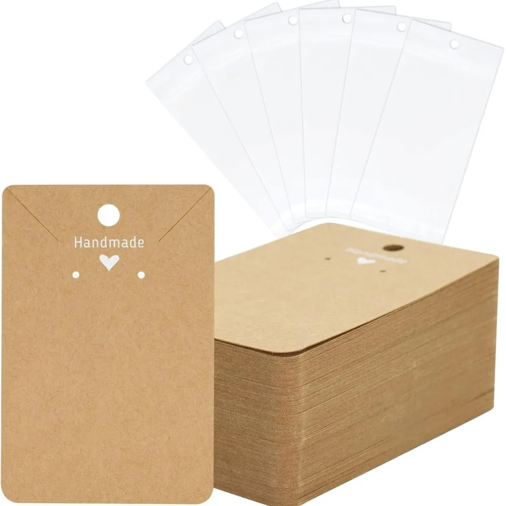 

50Pcs Necklace Earring Ear Studs Paperboard Cardboard Holders Jewelry Display Tag For DIY Small Business Packaging Wholesale
