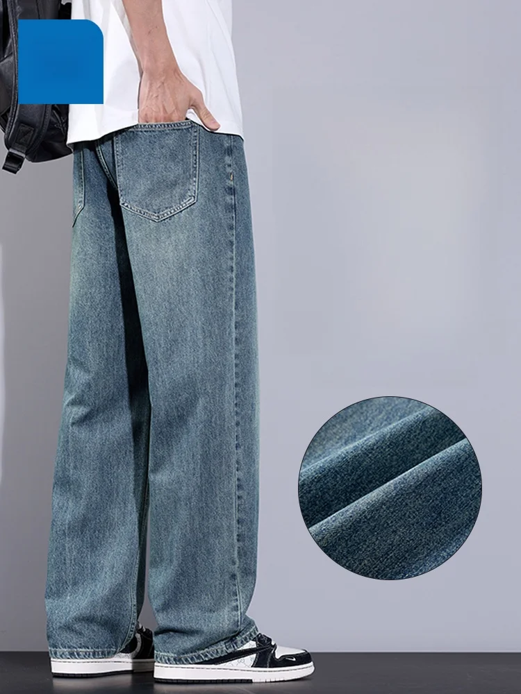

Jeanswest American Retro Straight Leg Men's Jeans Summer New Loose Casual Wide Leg Pants Youth Popular Cotton Polyester Blend
