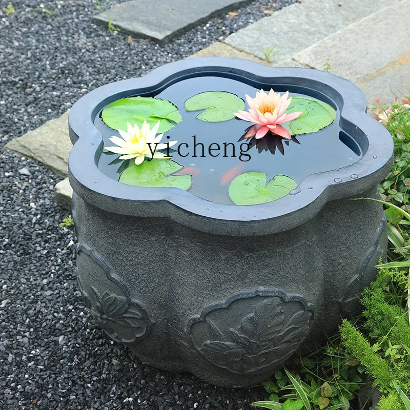 L7-15 courtyard landscaping outdoor flower pot large flower tank balcony garden planting flower pool water nourishment ornament