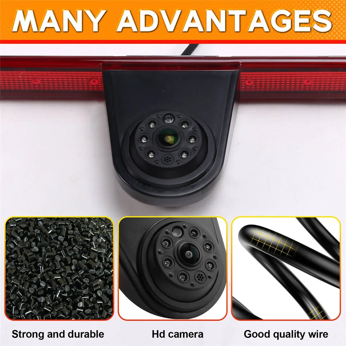 #49Z High 3Rd Brake Light Camera HD Night Camera for Mercedes-Benz,Rear Brake light Camera,(plastic)