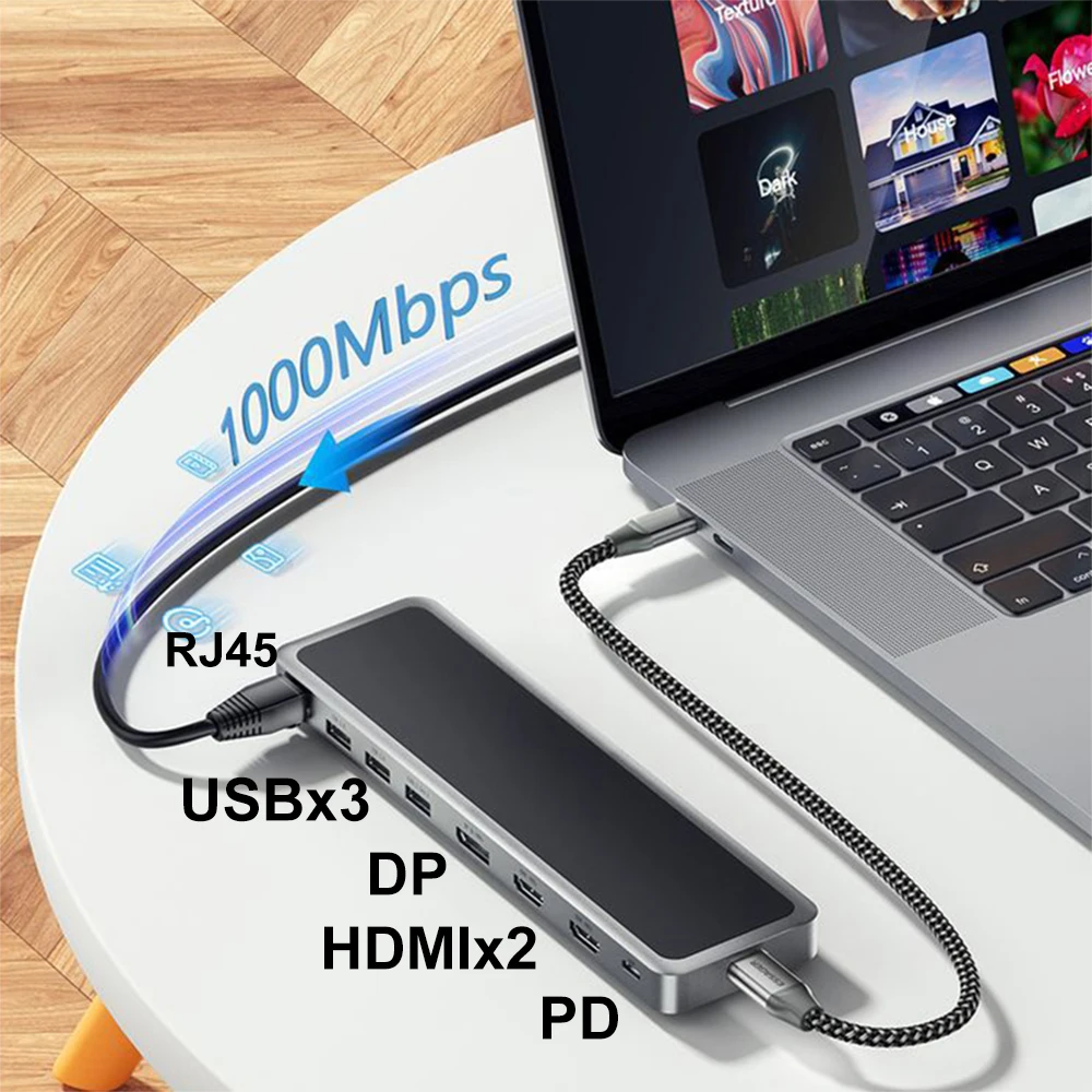 Docking Station 12 in 1 Thunderbolt 3 USB HDMI DP PD RJ45 Hub Dock per Apple MacBook Pro Air Macmini accessori per telefoni portatili