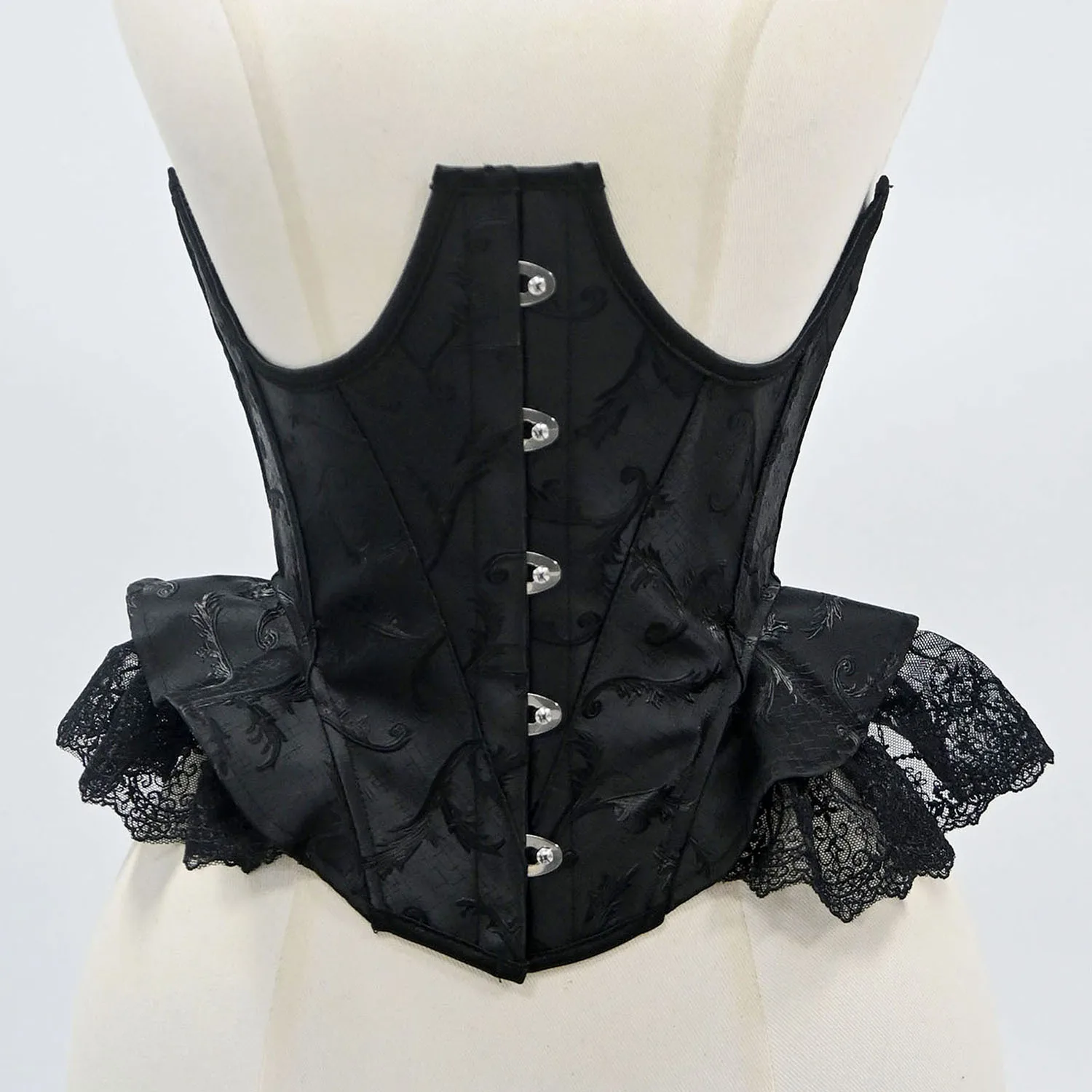 Sexy Unterbrust-Korsett für Damen in Weiß und Schwarz mit Spitzenbesatz, Gothic Vintage Geprägter Taillengürtel, Schlankheits-Bustier mit Schnürung
