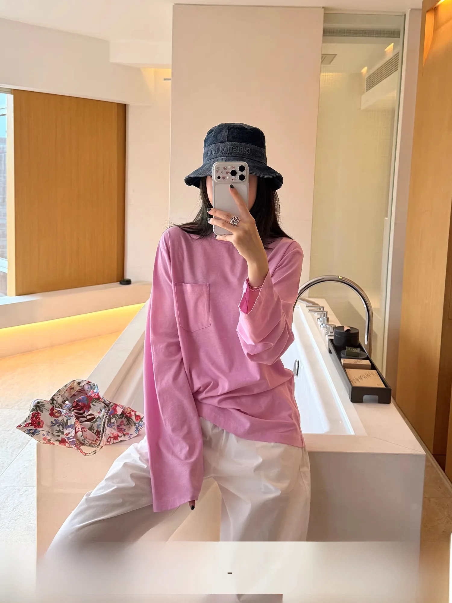 

Футболка с длинным рукавом и круглым вырезом Yang Xiaoyao Ice Cream, высококачественная, из чесаного хлопка и льна, свободного кроя, женская повседневная модель