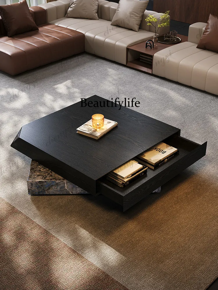 Italian creative marble pattern coffee table light luxury high-end household coffee table combination