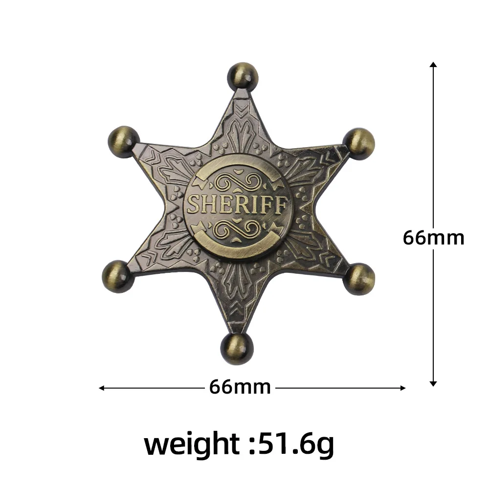 保安官のバッジ保安官EDCフィジェットスピナーメタルジャイロストレス解消おもちゃ自閉症軽減ゲームコンポーネント