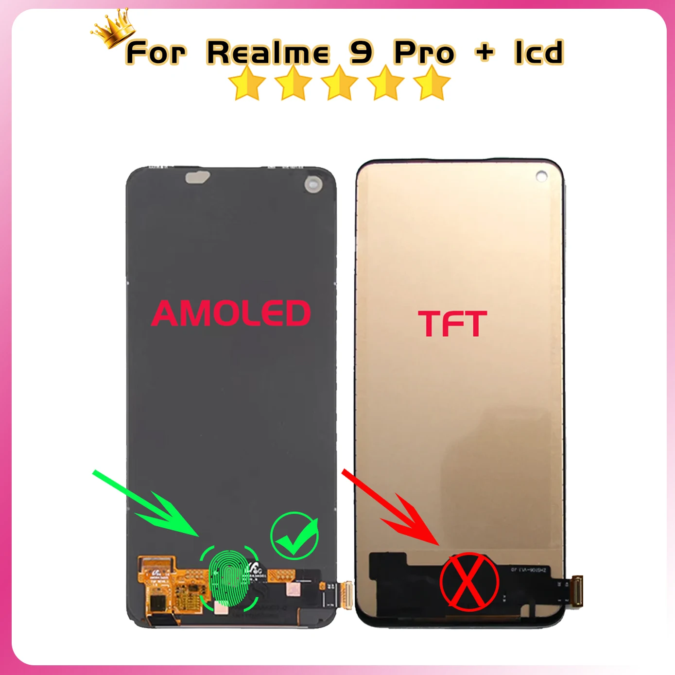 100% Tested Lcd For Realme 9 Pro + Screen Display RMX3392, RMX3393 For RealMe 9 Pro Plus LCD Display Touch Digitizer Replacement