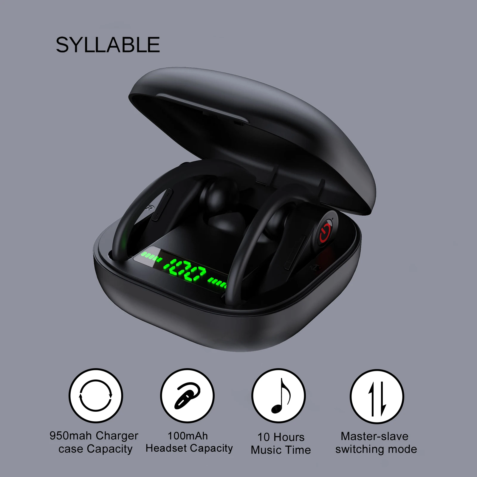 

TWS-стереонаушники SYLLABLE PowerHBQ Pro с шумоподавлением, 10 часов работы