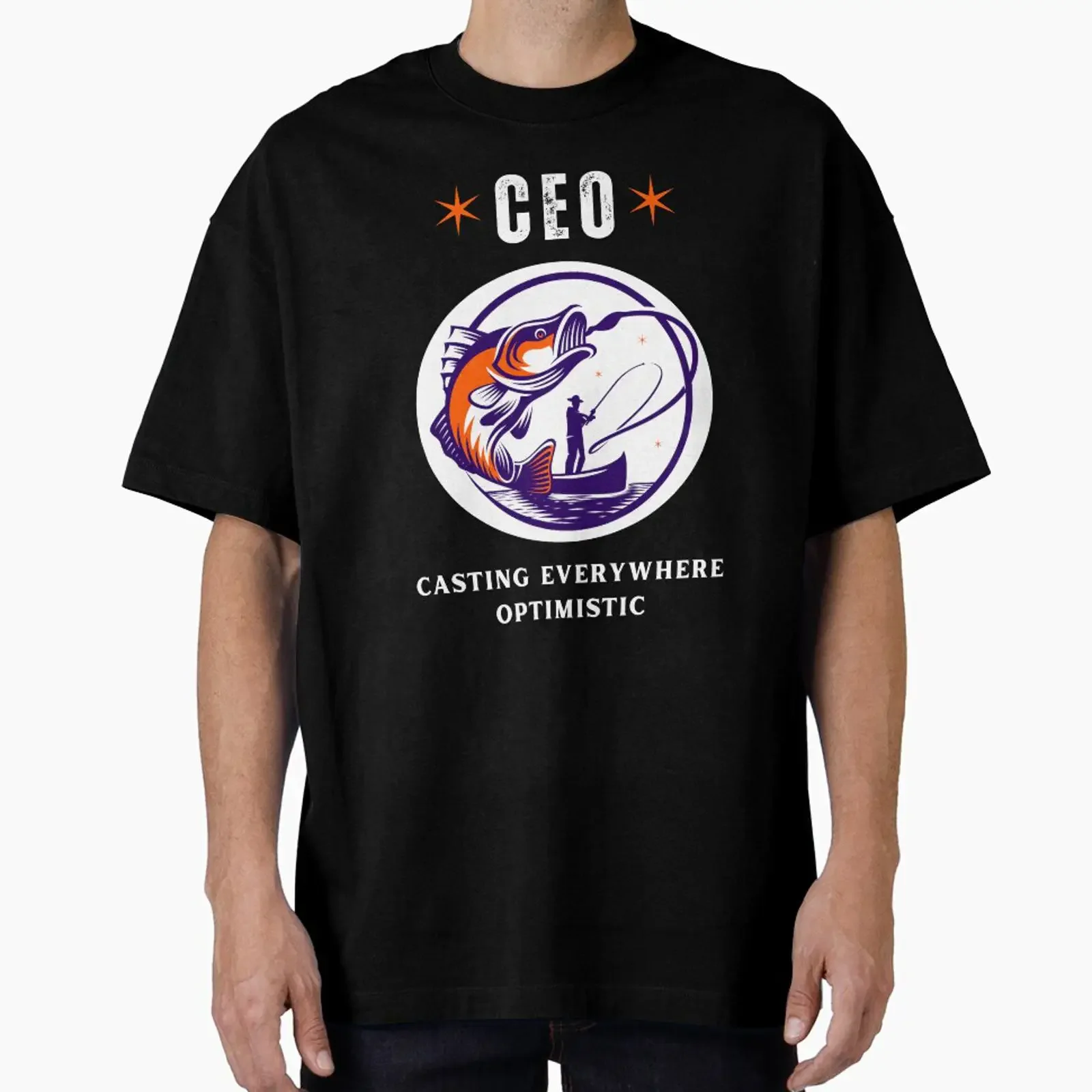 FISHING CEO CASTING EVERYWHERE OPTIMISTIC, conçu et vendu par Trixie Hustle, streetwear vintage délavé légèrement extensible