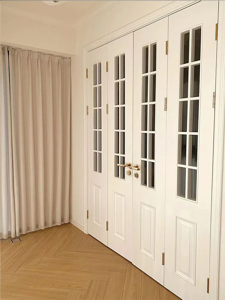 Balcony hanging rail door without ground rail solid wood glass sliding door