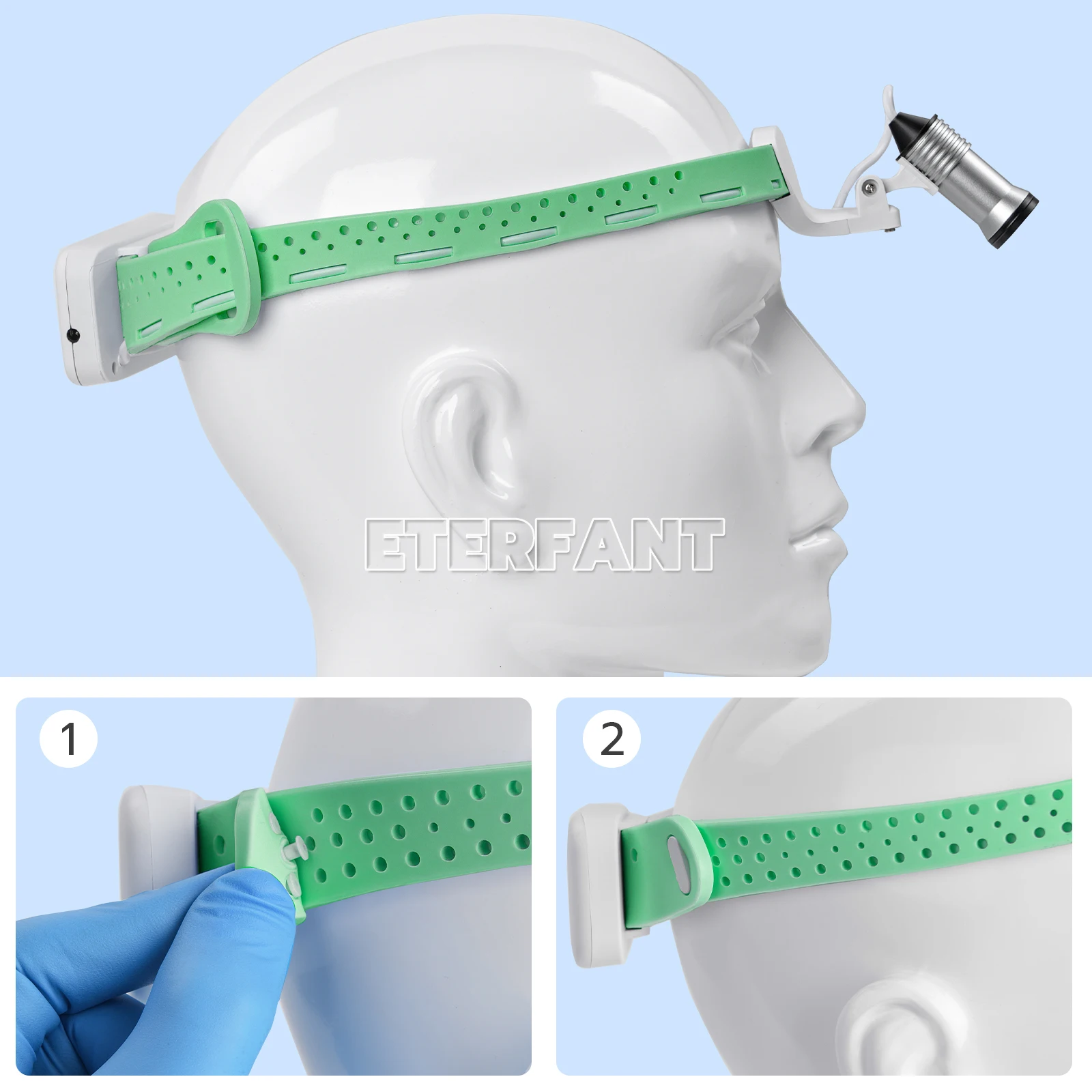 ETERFANT كشافات أمامية محمولة خفيفة الوزن من السيليكون لجراحة الأسنان الطبية 5 وات LED وردي/أخضر/أزرق قابل للتعديل